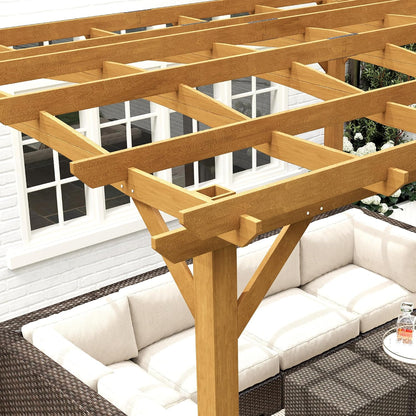 10' X 12' Outdoor Pergola with Arched Roof for Climbing Plant Support, Wood Gazebo Grape Trellis with Stable Structure, Concrete Anchors for Patio, Garden, Deck, Backyard, Dark Brown