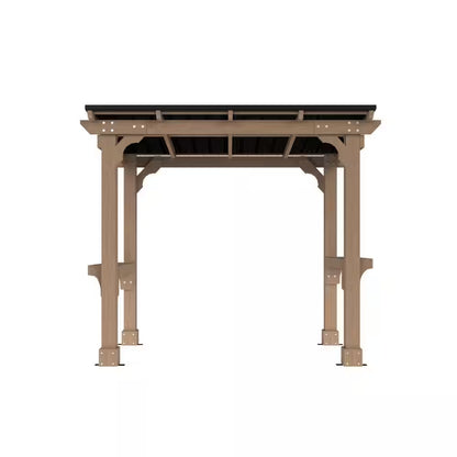 8 Ft. W X 5 Ft. D Cedar Wood Grill Gazebo Outdoor with Steel Roof