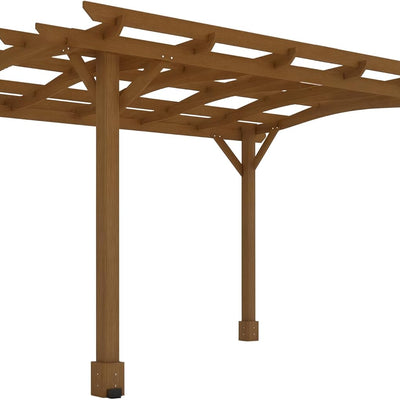 10' X 12' Outdoor Pergola with Arched Roof for Climbing Plant Support, Wood Gazebo Grape Trellis with Stable Structure, Concrete Anchors for Patio, Garden, Deck, Backyard, Dark Brown