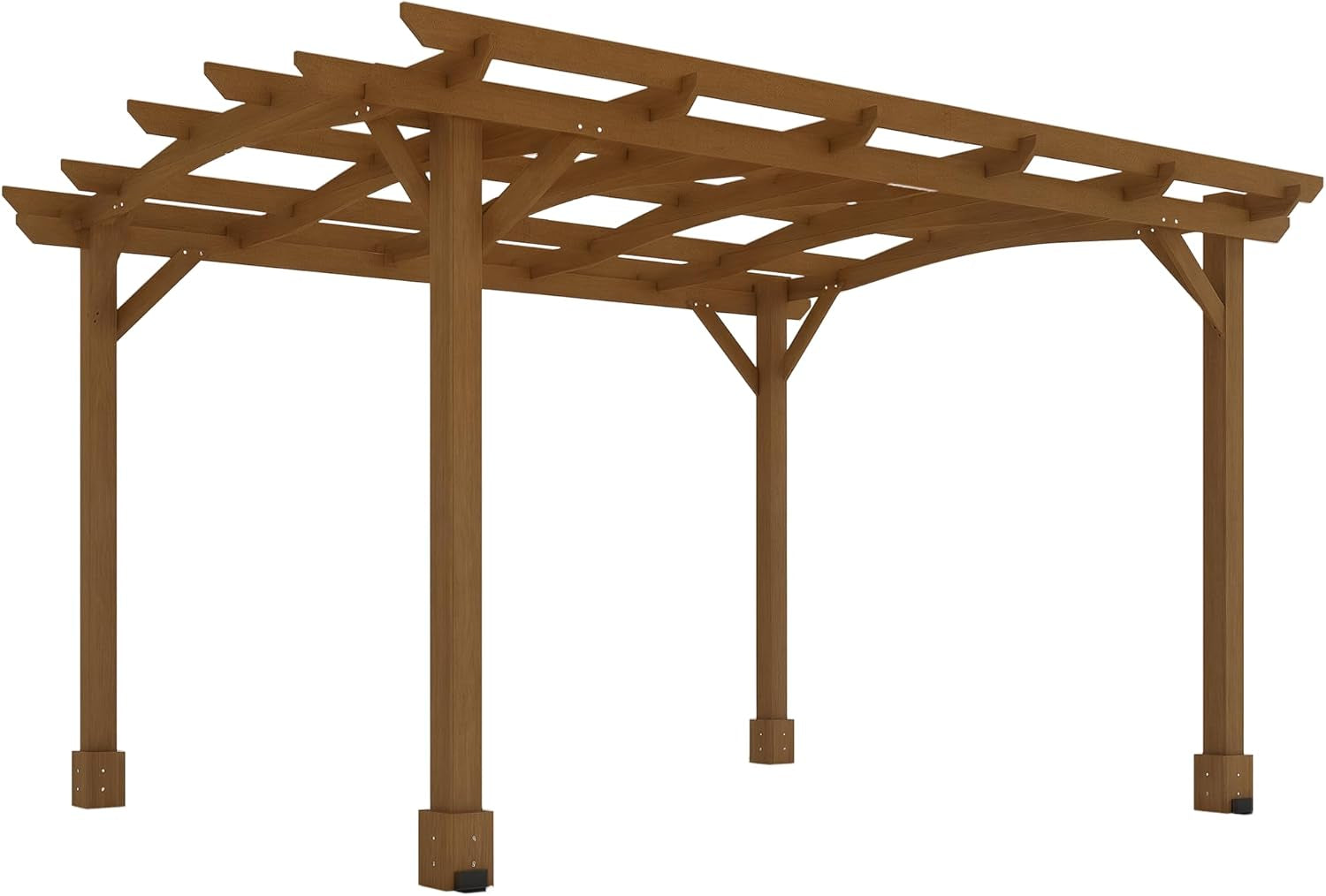 10' X 12' Outdoor Pergola with Arched Roof for Climbing Plant Support, Wood Gazebo Grape Trellis with Stable Structure, Concrete Anchors for Patio, Garden, Deck, Backyard, Dark Brown