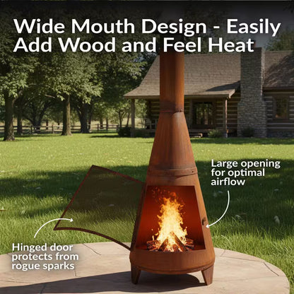 70 In. Rustic Outdoor Wood-Burning Backyard Chiminea Fire Pit
